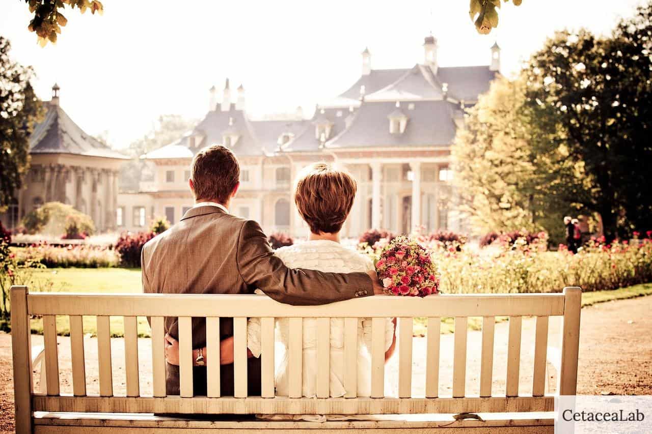 couple, marriage, bench