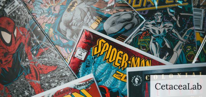 a pile of comics sitting next to each other