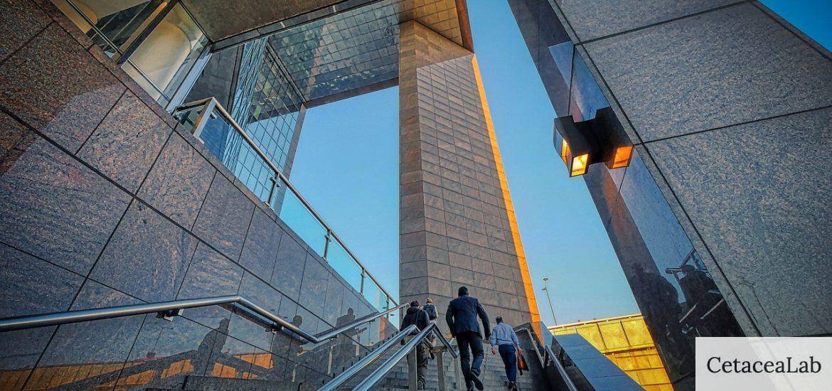 stairs, building, businessmen
