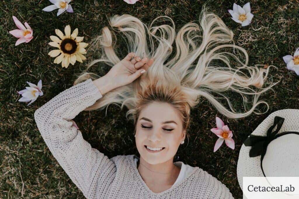 Woman Lying on Flowers