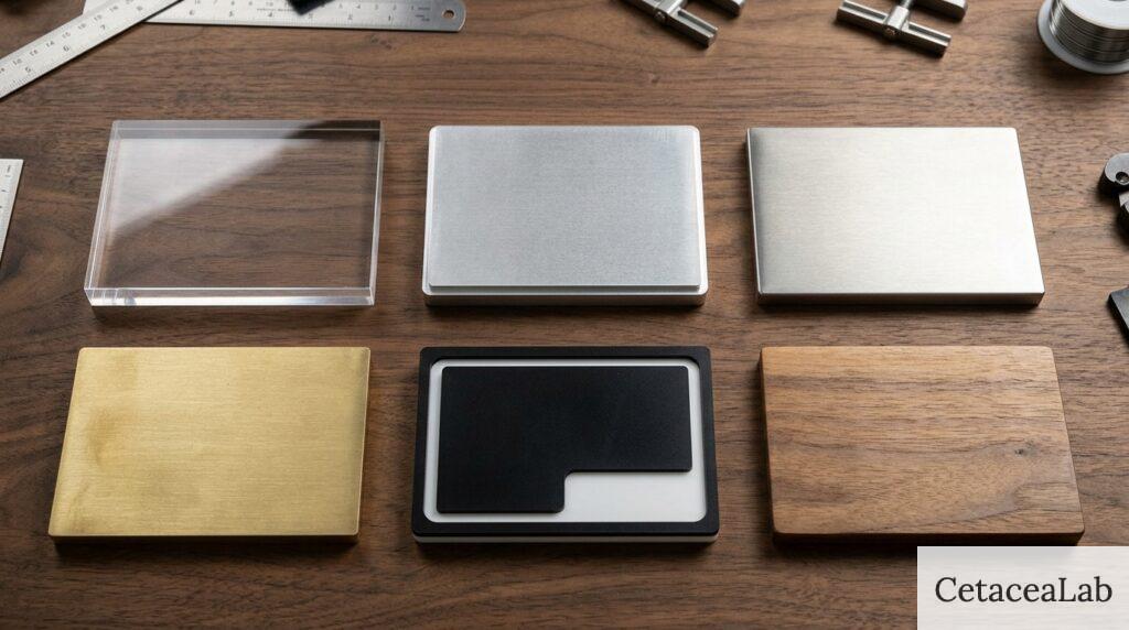 Comparativa visual de materiales para placas de negocio